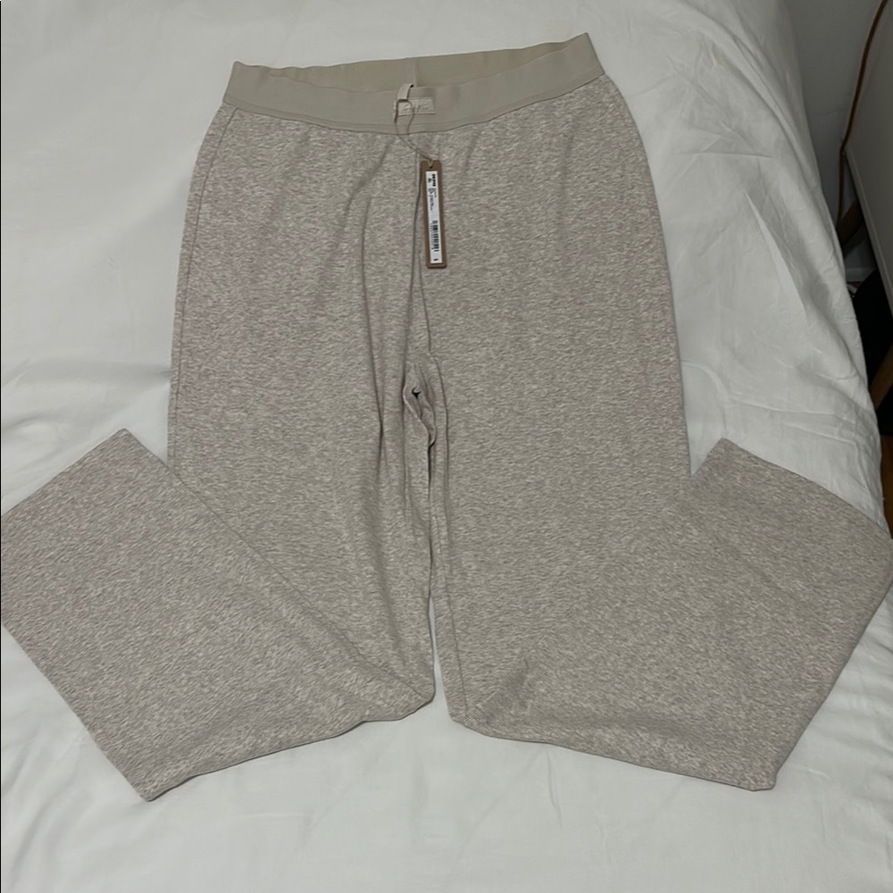 NWT SKIMS Cotton Rib, Oatmeal Heather Lounge Pants, Small - Picture 3 of 11